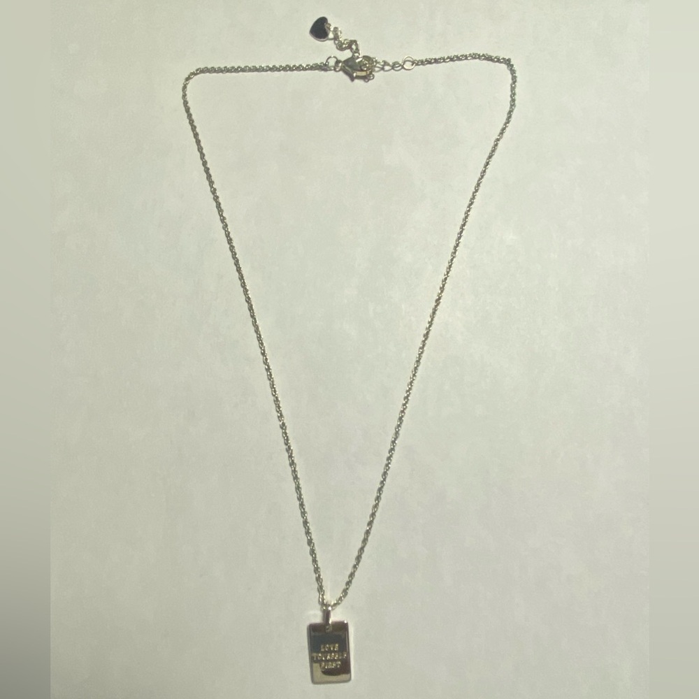 Gold-Tone Rectangle Pendant Necklace - Love Message